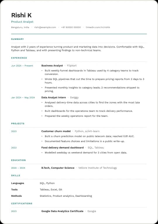 Timeline template with a sample resume